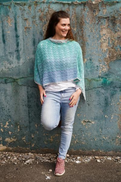 Häkelanleitung Poncho "Lust auf Meer", Gr. 34-46